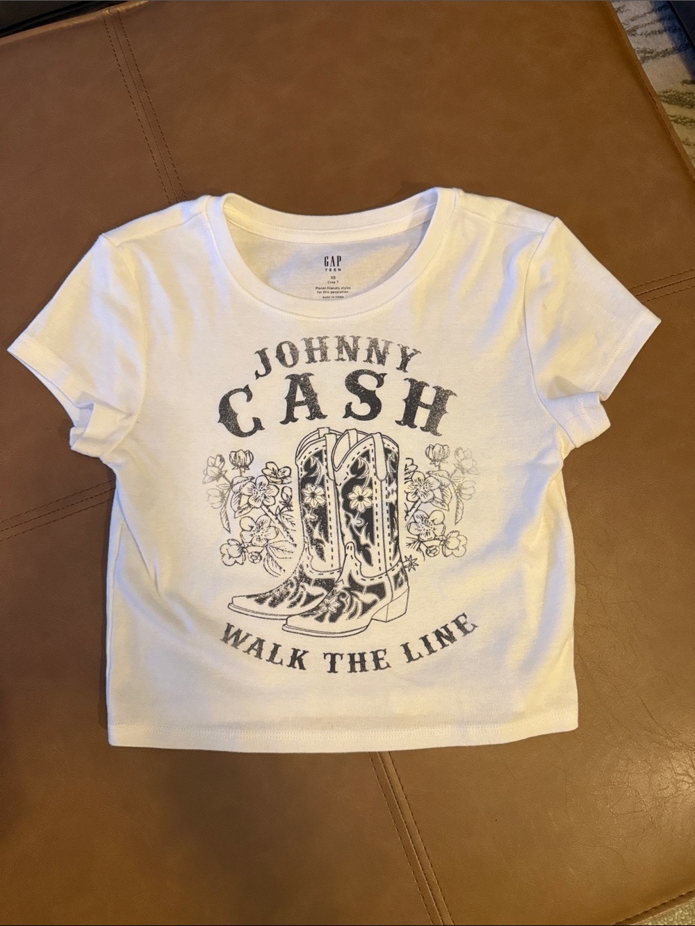 GAP White Kids Short Sleeve Johnny Cash Graphic Tee